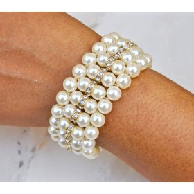 Pearl Rhinestone Stretch Bracelet
